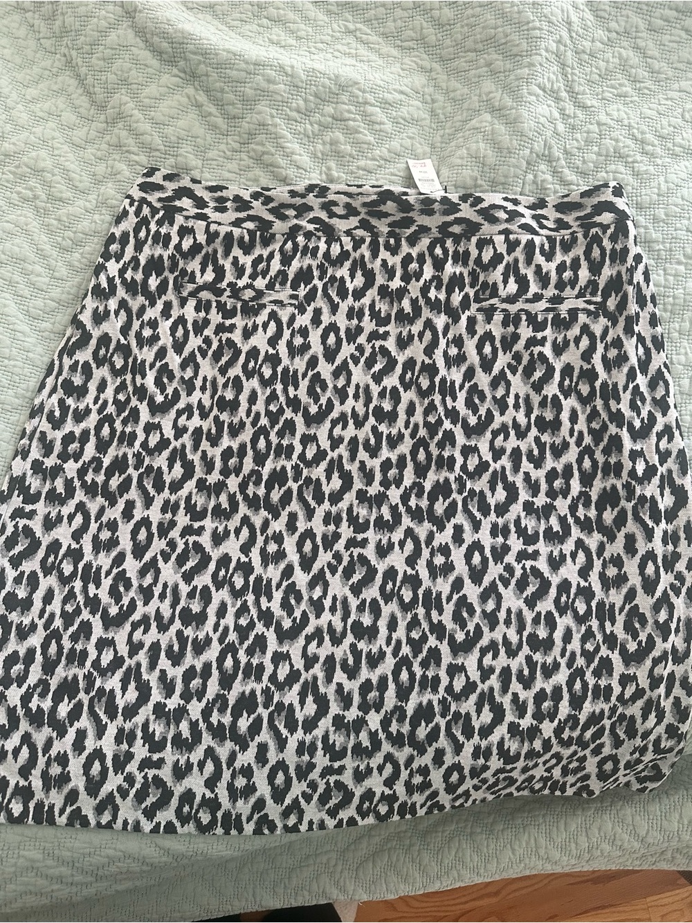 Talbots Black and Cream Leopard-Print Mini Skirt